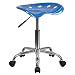 Flash Furniture Vibrant Bright Blue Tractor Seat and Chrome Stool
