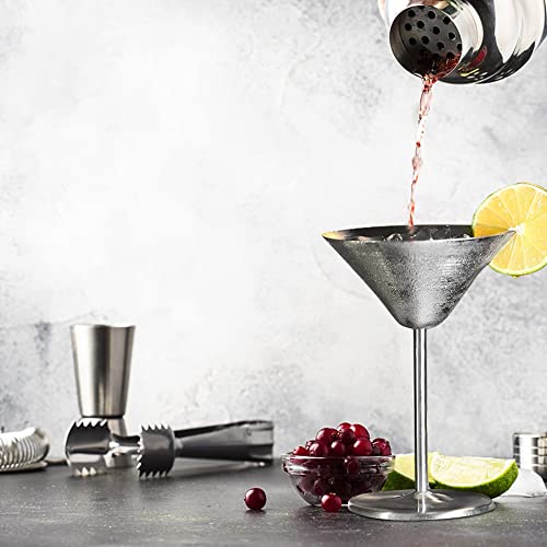 Meltset Stainless Steel Martini Glasses Set Of 2 Unbreakable Cocktail Glasses With Olive Needles Elegant Straight-Stemmed Cocktail Goblets For Indoor Outdoor Pool Birthday Party Wedding Anniversary #TOP1