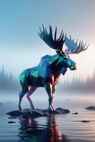 Moose Stocking Stuffer: 108 Lined Page Notebook With Moose Graphic On Every Page, Journal, Diary, Canadiana, 6x9 Inches image 2