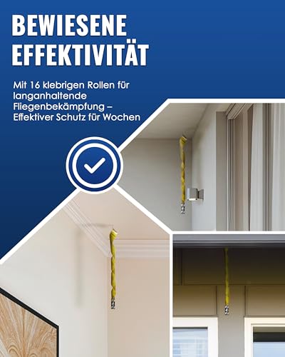 PIC Fliegenfänger 16x – Fliegenfalle Innenbereich ohne Chemie – Fliegenfänger Klebestreifen & Fliegenband – Fliegenfalle Klebefalle gegen Fliegen in der Wohnung – ohne Einsatz von Fliegenspray