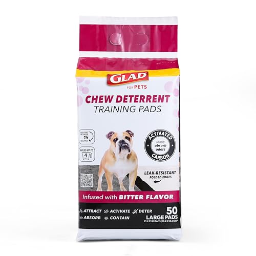 Image of Glad for Pets Activated Carbon Puppy Training Pads with Chew Deterrent and Attractant, Odor Control, 23 x 23 Inch Disposable Dog Pee Pads, 6-Layer Leak-Resistant Potty Pads, 50 Count