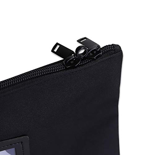 effektivo Banktasche mit Reißverschluss abschließbar & versiegelbar mit Fenster für Visitenkarten Stoff schwarz für Dokumente bis DIN A5, Schwarz, 29 x 19 cm