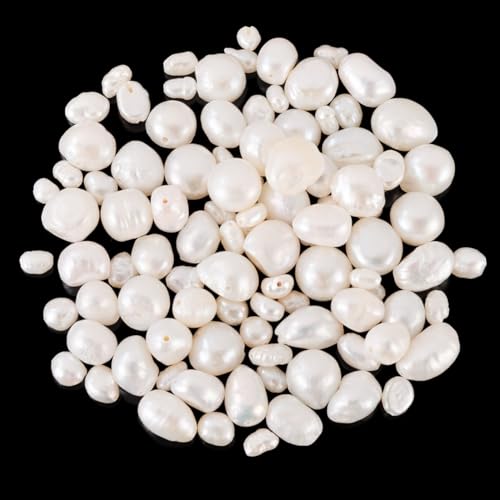 Image of Beadthoven 100pcs Natural Freshwater Cultured Pearls 4 Styles Irregular Oval Rice Beads Loose Beads Real Pearls for Summer DIY Bracelets Necklace Earrings Jewelry Making