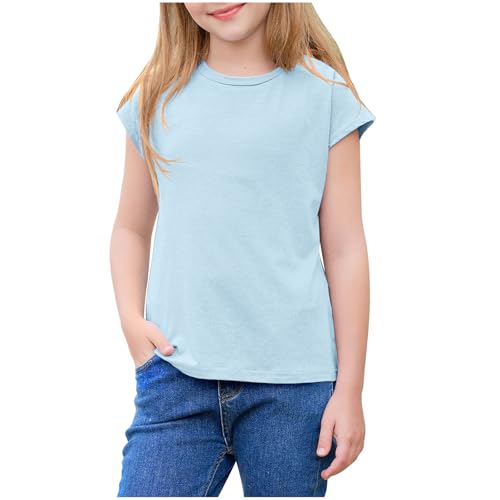Girls Short Sleeve T-Shirt Solid Color Basic Tees Shirts Summer Casual Cotton Tshirts Cute Tops4