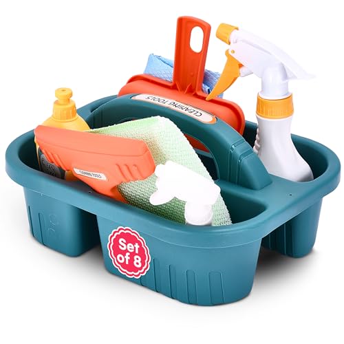 Kidzlane Kids Cleaning Toy Set of 8 - Toddler Cleaning Set - Gree...