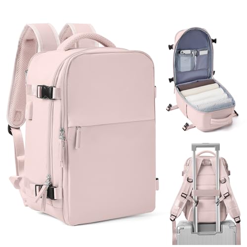 Hplqq Mochila Viaje Cabina Avion 40x20x25 Para Ryanair Mochilas Para Mujer Bolsa De Cabina Equipaje De Mano Cabina Avion Mochila De Senderismo Mochila Impermeable Cabina Mochila,V6-Raíz De Loto Rosa