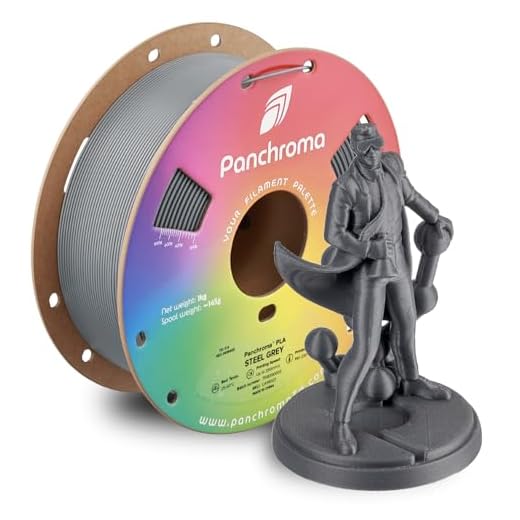 Polymaker Panchroma PLA Steel Grey 3D Printer Filament, 1.75mm, 1kg Spool, Easy to Print, High Speed Printing, Tangle Free, AMS Compatible, Perfect for Toys, Decor, Miniatures, Models & Cosplay