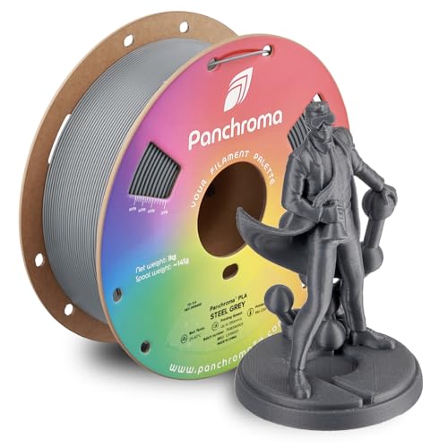 Image of Polymaker Panchroma PLA Steel Grey 3D Printer Filament, 1.75mm, 1kg Spool, Easy to Print, High Speed Printing, Tangle Free, AMS Compatible, Perfect for Toys, Decor, Miniatures, Models & Cosplay