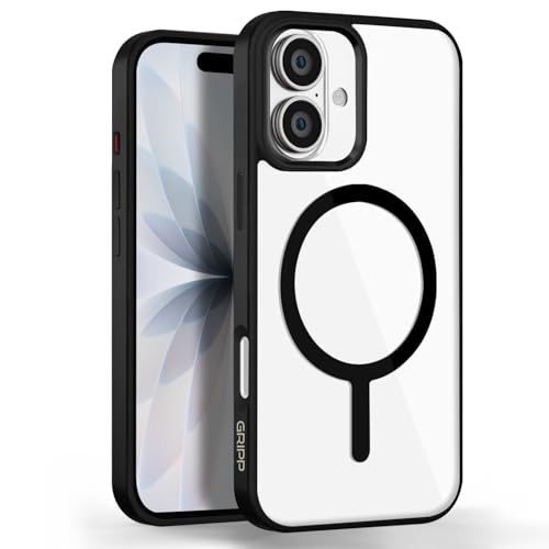 Image of GRIPP Clarion Case Compatible with Mag-Safe for iPhone 17 | 8ft Drop-Tested with D30 Technology, Transparent Back, Soft Silicone Frame, Aluminium Raised Camera Edges Back Cover - Black