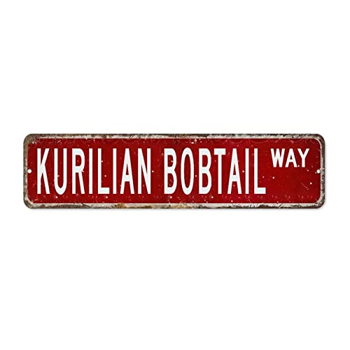 Panneau de rue Kurilian Bobtail en étain durable pour intérieur chic