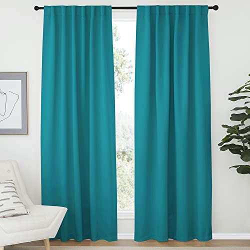 NICETOWN Blackout Curtains Peacock Teal 52x72 Set of 2