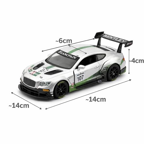 Image of Wizplex RMZ Hobby Bentley Continental GT3 Die-Cast Car 1:32 Scale Model Race Car Pull Back Toy Vehicle for Collectors