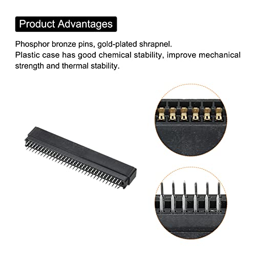 PATIKIL Card Edge Connector Black Socket Straight Connection 64 Pin 2.54mm Pitch for PCB Circuit Board Game Console, Pack of 2 - Image 4