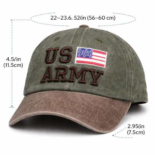 Image of Denim Us Army Flag Style Cotton Embroidered Adjustable Baseball Cap for Adult Men Women Unisex
