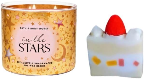 White Barn-Bath/Body Work- 3-Wick Scented Candle 14.5 OZ Burns 25-45 Hours and Strawberry Cake soap (Label Artwork Varies) (in The Stars)