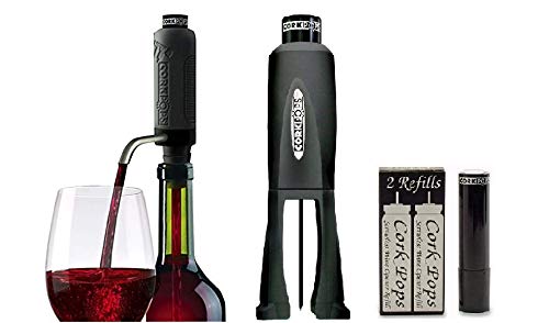 Cork PopsLegacy Wine Bottle Opener & Vinostream Wine Aerator/Dispenser with 5 Refill Cartridges 13238