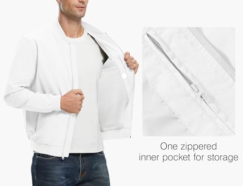 Rdruko Men's Bomber Jacket Lighweight Windbreaker(White, US XL) by Rdruko - Used condition - Image 2