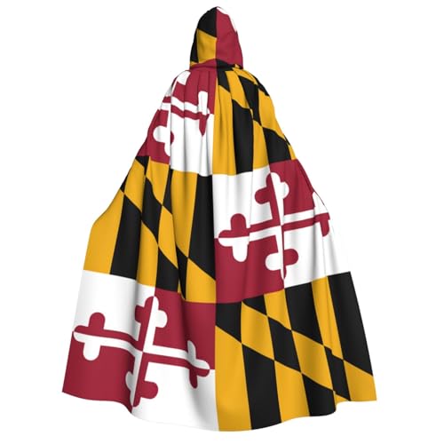 Cape à capuche avec imprimé drapeau du Maryland, accessoire cosplay fluide