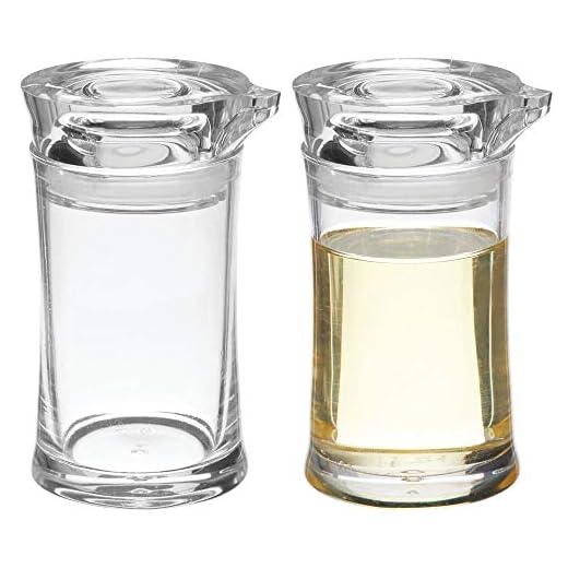 mDesign olja och vinägerset till köket – karaff med lock och hällpip i plast – oljekaraff för olivolja, matlagningsolja, vinäger och vatten – 2-pack – klar