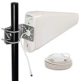 PremiumX LTE-Antenne Outdoor 3G 4G 800-1800 - 2600 MHz LTE MiMo Richtantenne bis 12 dBi Gewinn 10m Kabel - Hotspot Mobilfunk Vodafone Telekom Modem Router WLAN Außenantenne