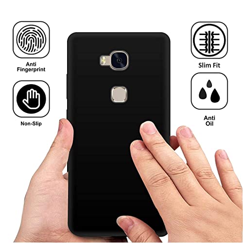 Image of Mobile Back Cover Case for Honor 5X (Silicone Case|CameraProtection|Black SC1510)