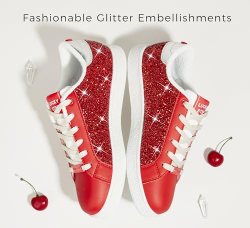 LUCKY STEP Women's Fashion Star Sneaker Lace Up Low Top Comfortable Cushioned Walking Shoes2