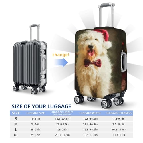 Sheepdog Wearing A Christmas Hat Elastic Travel Luggage Covers Dustproof Scratch-Resistant Suitcase Protector Fit 22-24 Inch4