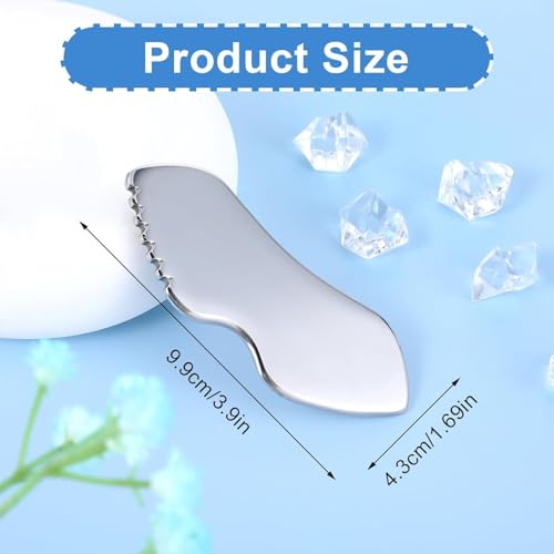 Image of Stainless Steel Gua Sha Facial Tools | Metal Guasha Scraping Tool for Skin Lifting, Jawline Sculpting & Face Massage Therapy