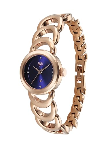 Image of Fastrack Vyb Bliss with Quartz Analog Navy Blue Dial Rose Gold Alloy Strap Watch for Girls - FV60131WM01W