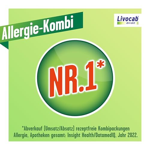 Detailaufnahme des Livocab Nasensprays mit 10 ml Füllmenge und klarer Flüssigkeit im Behälter.