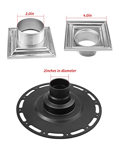 4 Inch Square Shower Drain For Low Profile Shower Pan, 304 Stainless Steel Brushed Floor Drain With Pvc Drain Base, Shower Drain For Kitchen Bathroom #TOP2