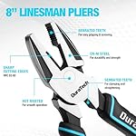 DURATECH 8" High Leverage Linemans Pliers, Cr-Ni Side Cutters, Linesman Pliers for Wire Cutting, Crimping - Image 4
