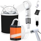 Portable Shower for Camping with Reverse Charging Function,Portable Shower Pump with Rechargeable Electric,Portable Shower Head,Portable Hose,with 3 Spray Modes for Camping,Hiking,Traveling