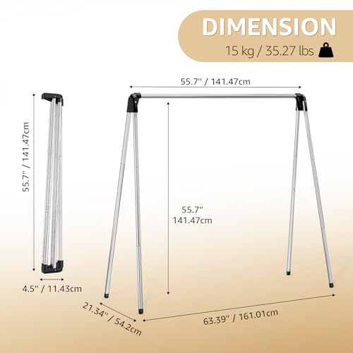 Clothes Drying Rack, Foldable Drying Rack Clothing, Stainless Steel Laundry Rack, Free-Standing, Indoor Outdoor Use with Travel Friendly Design, Collapsible for Home, Camping, Theater, RV Use, Black by TOOLF - Image 2
