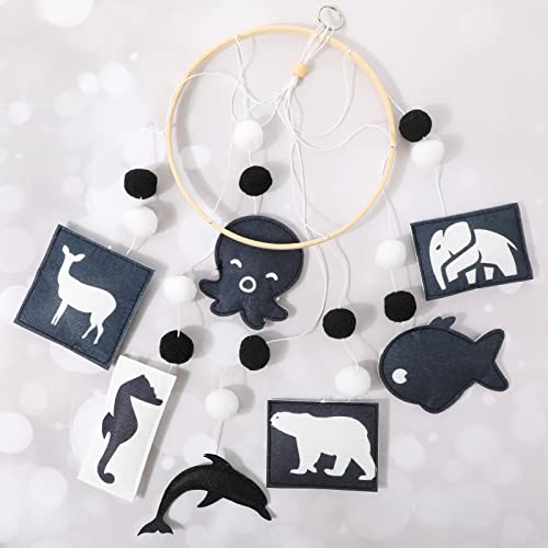 Black And White Mobile For Baby Nursery Crib Baby Mobile Baby Handmade Mobiles Decor For Baby Shower Gifts Baby Cribs Ceiling Hanging Decorations 2 Styles #TOP4