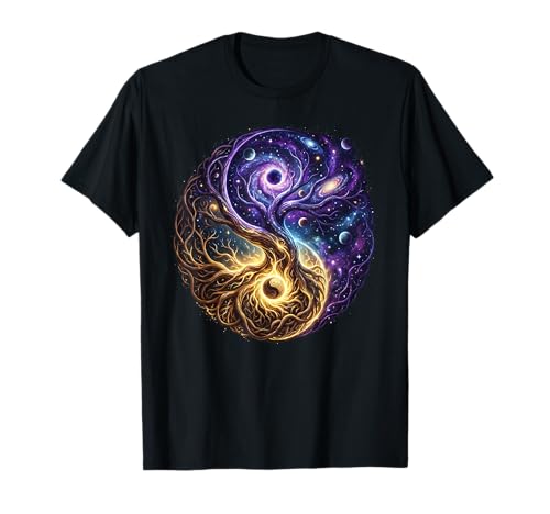 Yin Yang Galaxy Space Spiritual Tree Zen Yoga Meditation T-Shirt