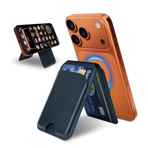 CORLAGOON for MagSafe Wallet，Leather Magnetic Wallet for Phone with Adjustable Stand，5 Magnetic Credit Card Holder RFID Blocking for iPhone 17 16 15 14 13 12 Pro Max Air Series Cases (Black)