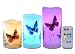 Candles Set of 3 Flameless 4" 5" 6" Unscented Tealight Butterfly Flower Plants Decor Real Wax Pillar Candle LED Lights 12 Color Changing 4H 8H Timer Remote Control AAA Batteries Operated