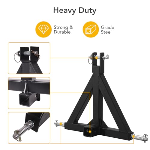 3 Point 2\" Trailer Hitch Receiver Heavy Duty Tractor Drawbar Quick Hitch Category 1 Compatible with BX, Kubota, John Deere, NorTrac, Kioti, Yanmar