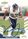 Vincent Jackson Signed 2007 Score Chargers Football Card #281 BAS COA Auto'd UNC - NFL Autographed Football Cards