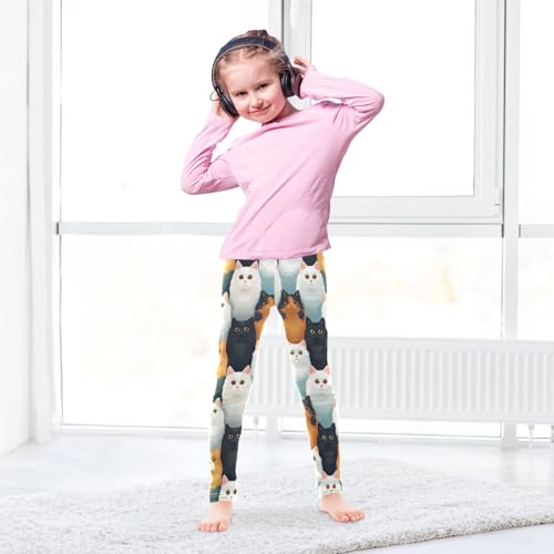 Colorful Cute Cat 1 Girls Leggings Athletic Pants Tights Stretch Bottom4