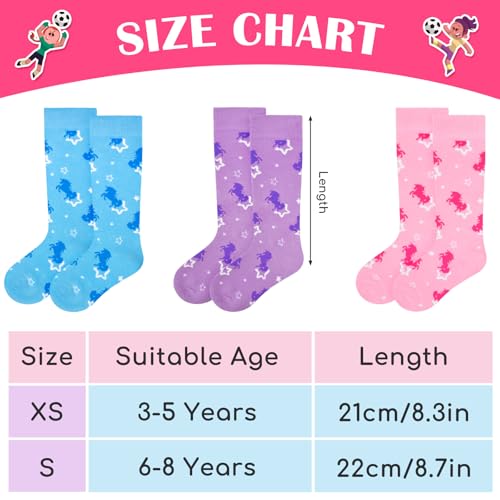 Kids Soccer Socks 3 Pairs Toddler Knee High Soccer Socks Baseball Sock for Girls4