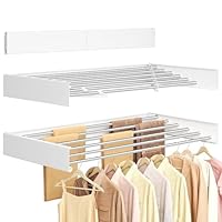 SONGMICS Wäscheständer Wandmontage, Wäschetrockner klappbar 6 Stangen, Wandwäschetrockner ausziehbar, Wandtrockner platzsparend, Bohrschablone, für innen, außen, 100 cm, mattweiß LLR810WE01