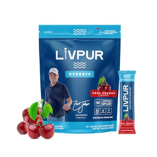 LIVPUR Electrolyte Drink Mix Instant Hydration Powder 15 Sticks Essential Amino Acids Vitamins C B6 B12 Sports Drink Mix (Cool Cherry Flavor)