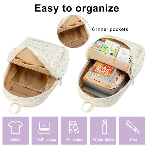 Image of BTOOP School Backpack for Teens Large Corduroy Bookbag Lightweight 15.6 inch Laptop Bag for Girls Women Casual High School College