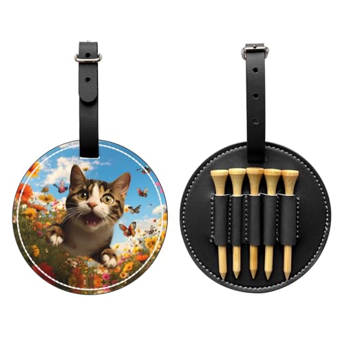 Jumping Cat Black Golf tee Storage Bag - Durable and wear-Resistant Golf Accessories