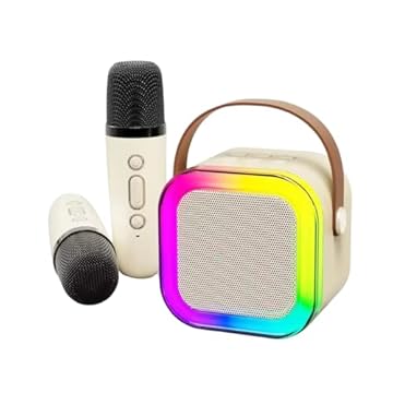 BOLYDOOM Karaoke Infantil Bluetooth com Microfone - Caixa de Som Infantil com Luzes LED - Alcance 10m, Efeitos de Voz Divertidos, Portátil para Crianças e Adultos