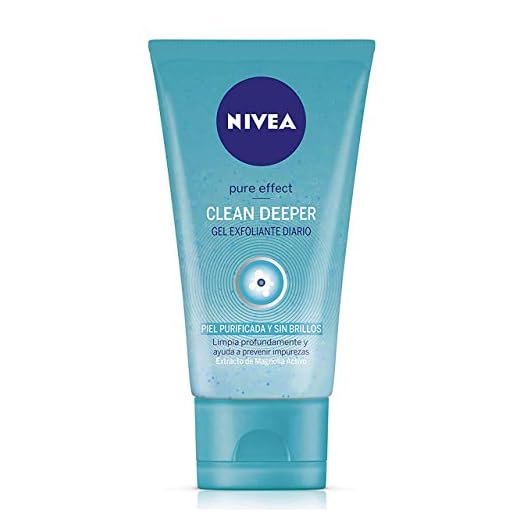 NIVEA Clean Deeper Gel Exfoliante Diario, gel antibacteriano con ácido láctico para piel mixta y grasa, gel limpiador facial para prevenir impurezas - 1 x 150 ml
