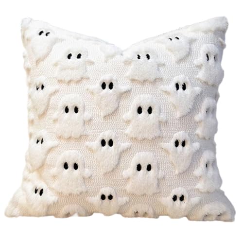 Wezalget Federe Per Cuscini A Tema Fantasma di Halloween, 45x45cm, Morbide Federe per Cuscini Decorativi per Divano, Camera da Letto E Decorazioni di Halloween Per La Casa