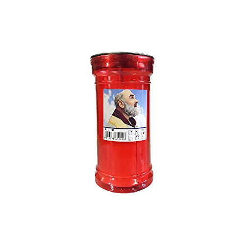 CANDELA DI CERA PADRE PIO LUCE VOTIVA CERO LUMINO VOTIVO ANTIVENTO 12 CM